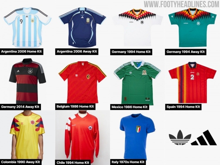 Adidas將推出多款經(jīng)典國家隊(duì)復(fù)刻球衣：阿根廷、德國、意大利在列