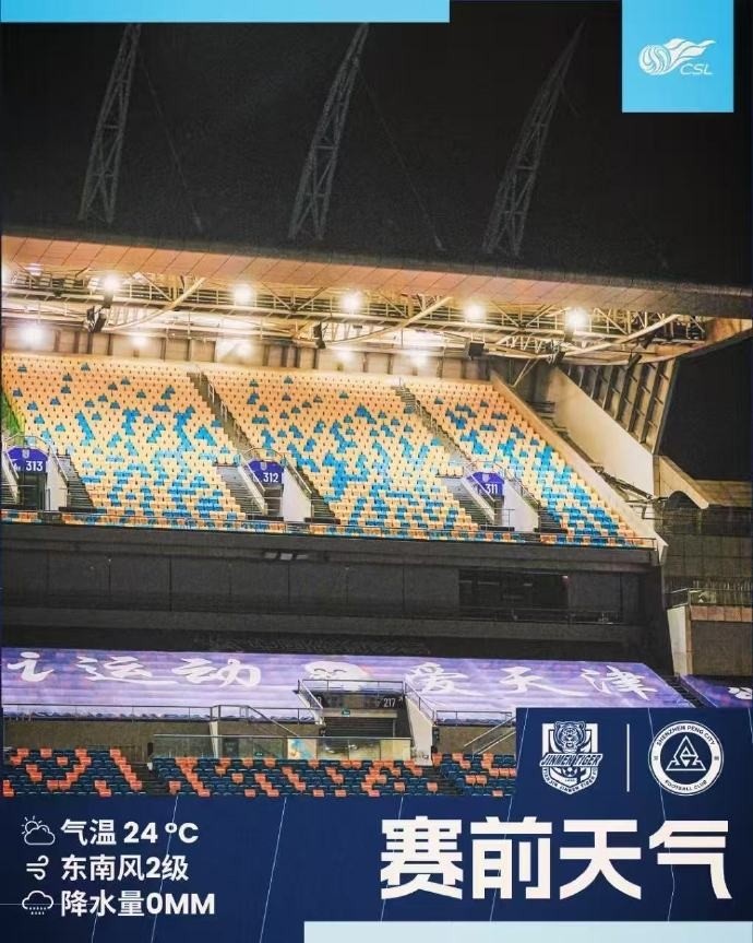 今日天津天氣涼爽宜人，前往客場的球迷朋友可輕裝出行