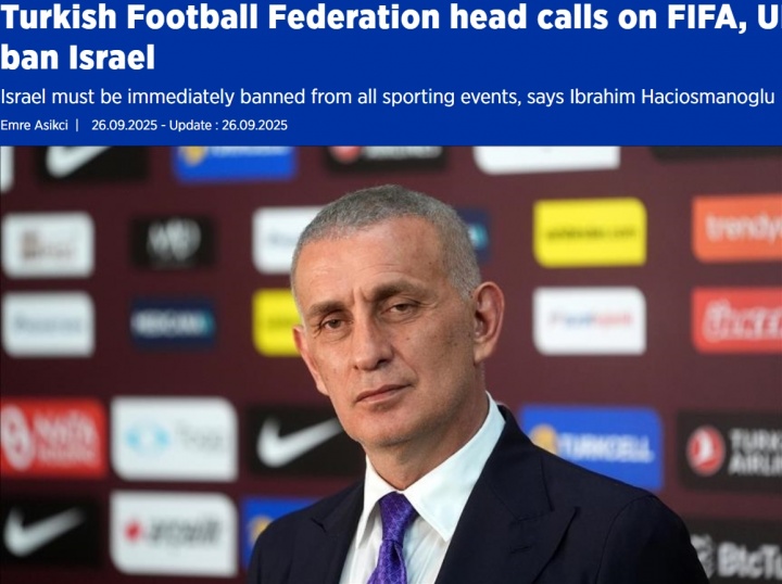 土耳其足協(xié)要求全面禁賽以色列，已致信FIFA、UEFA及全球各足協(xié)