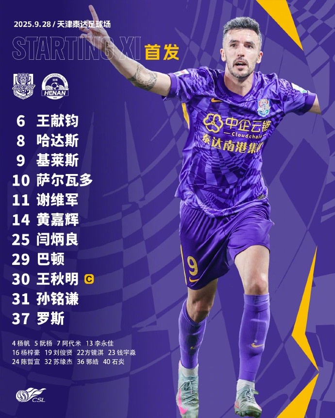 天津津門虎今日首發(fā)！